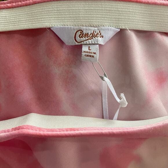 Candies Asymmetric Slip Skirt Pop Tie Dye Womens Large Pink New Midi Barbie - Picture 3 of 6